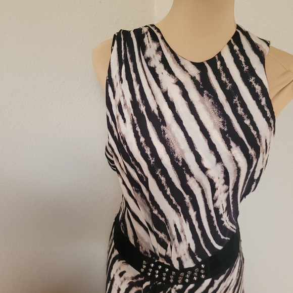 Haute Hippie Silk Dress Medium Sleeveless Animal Print Studded Asymmetrical - Picture 4 of 7